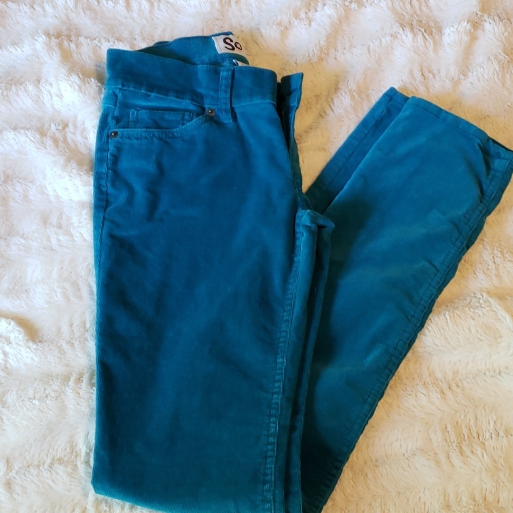 SO Teal Corduroy Skinny Jeans. Size 3